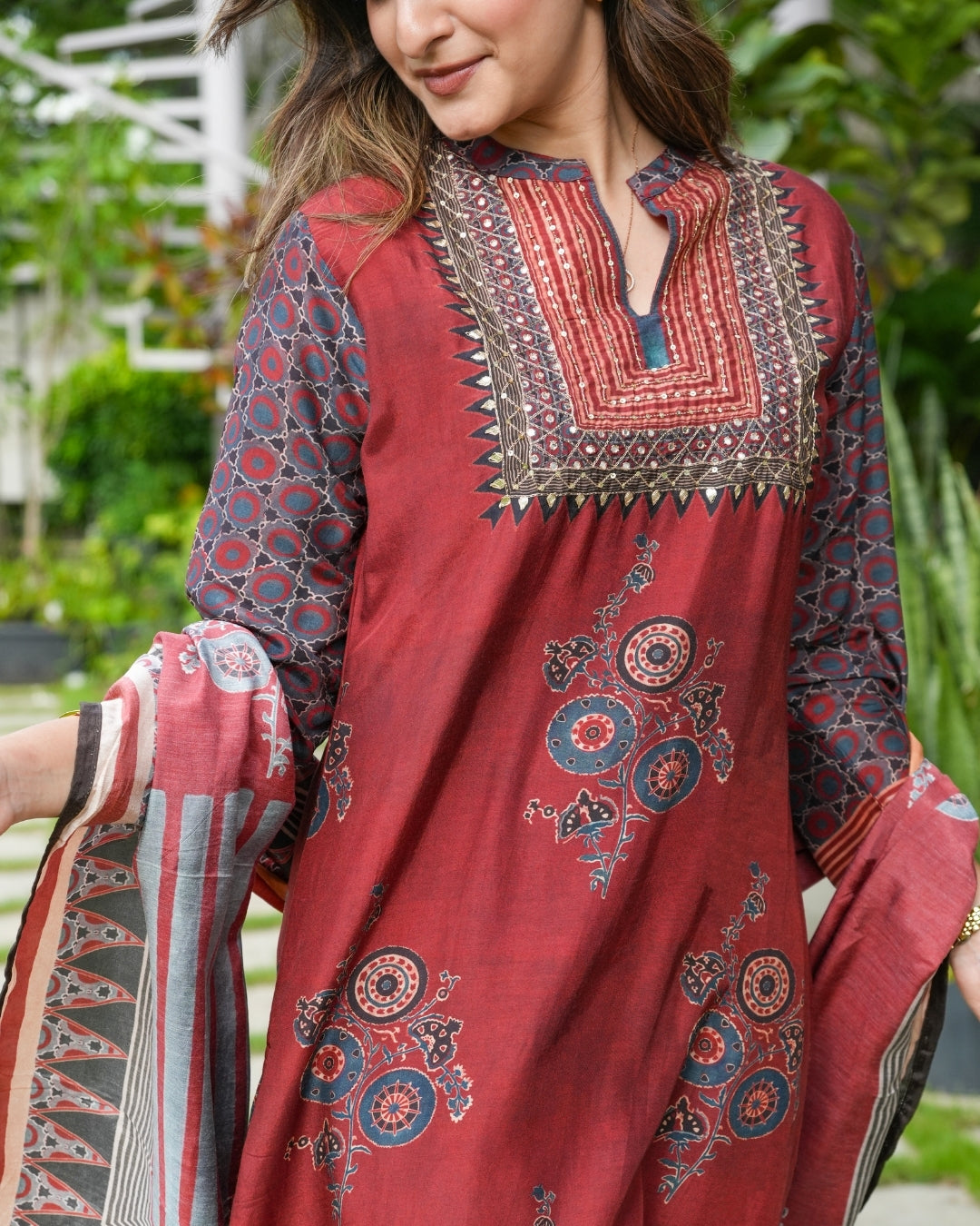 Marron Elegance – Muslin Kurta Set