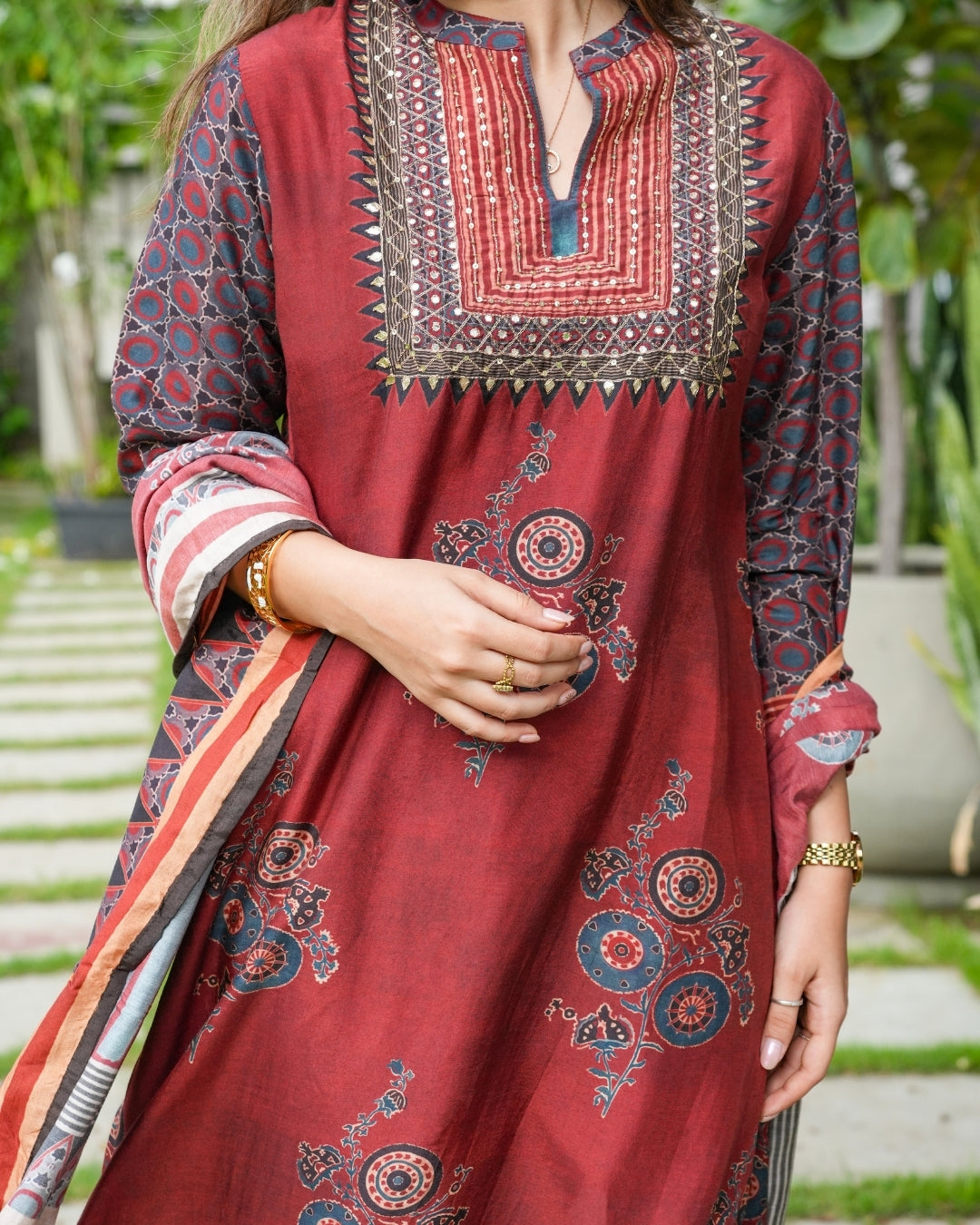 Marron Elegance – Muslin Kurta Set