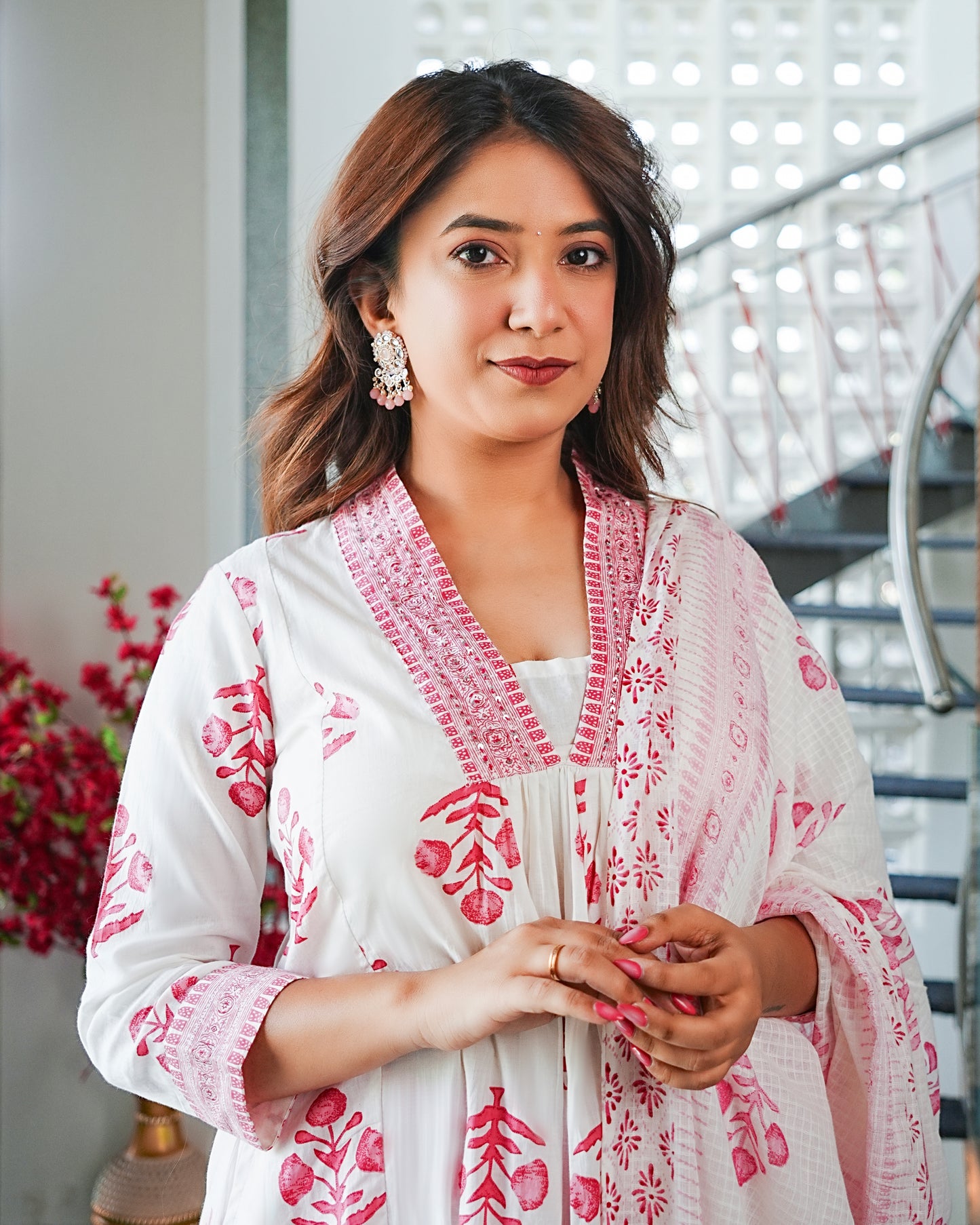 Gulbaag Handblock Printed Anarkali Set
