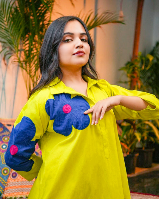 Bold Bloom Green Tunic