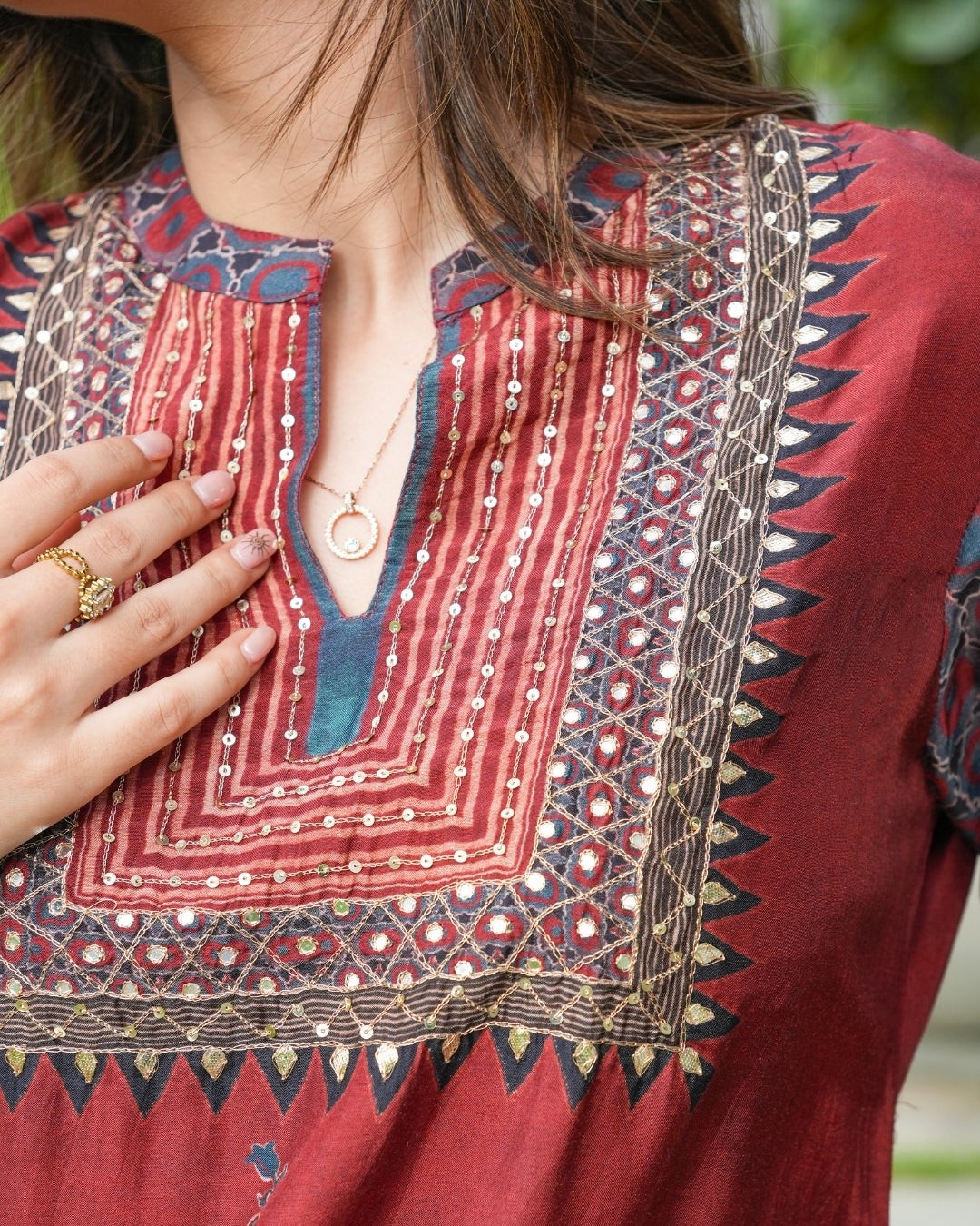 Marron Elegance – Muslin Kurta Set