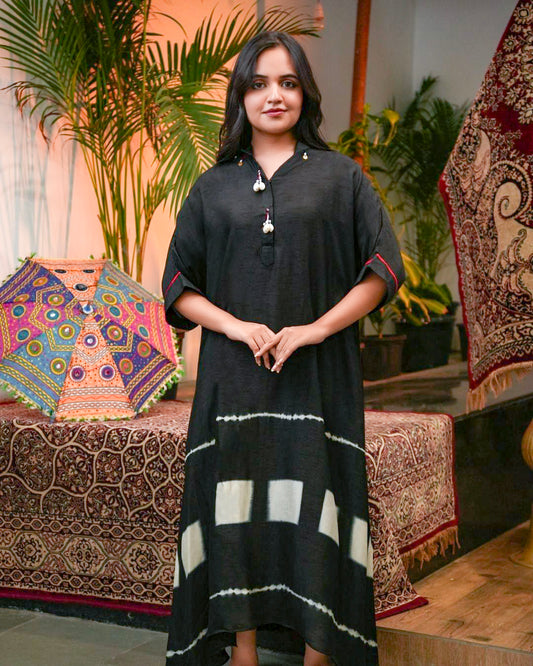 Elegant Handcrafted Black Kaftan Tunic