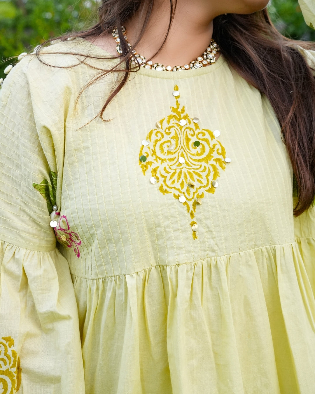 Pastel Lime Mul Cotton Kurta Set