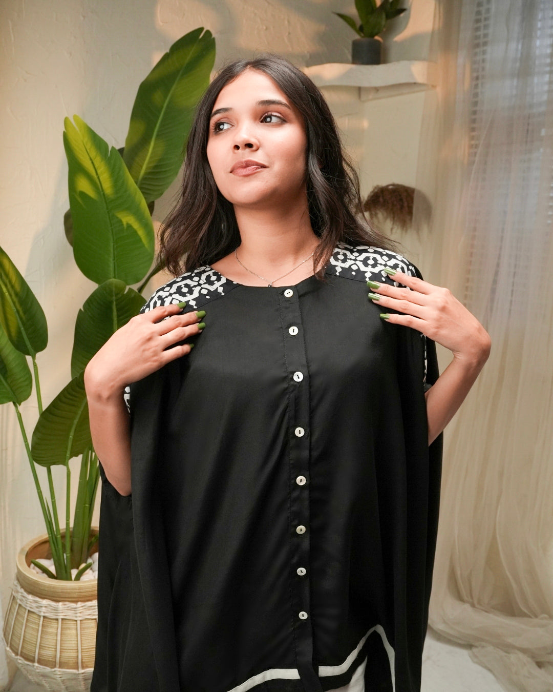 Midnight Bloom Kaftan Set