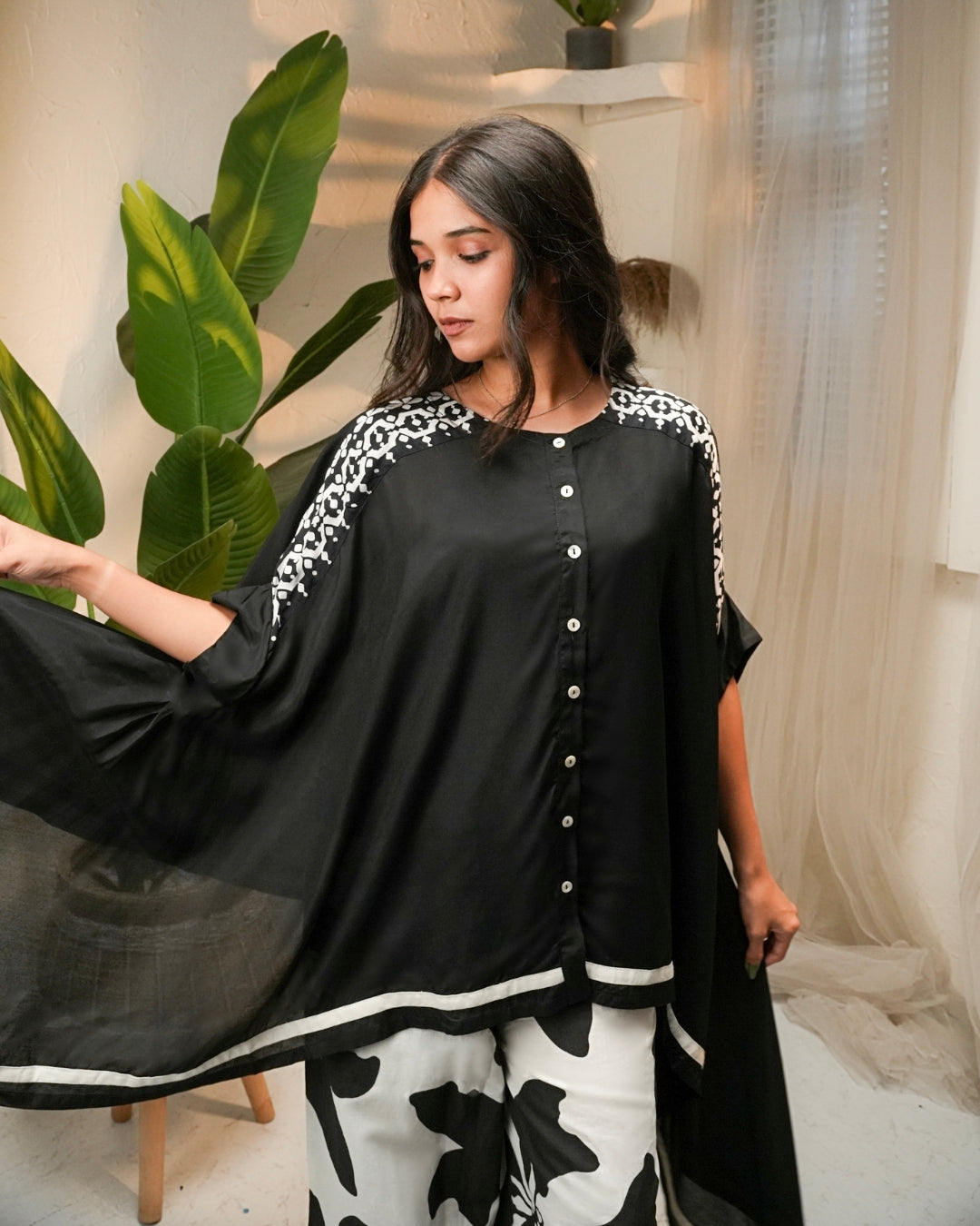 Midnight Bloom Kaftan Set