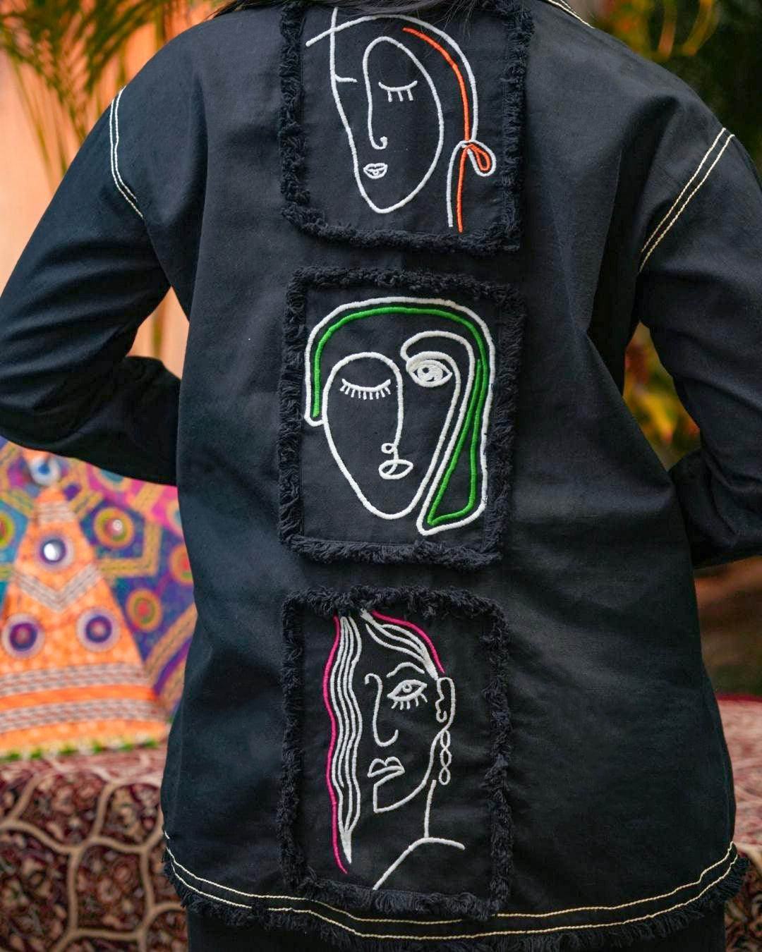 Abstract Faces Embroidered  Co-Ord Set