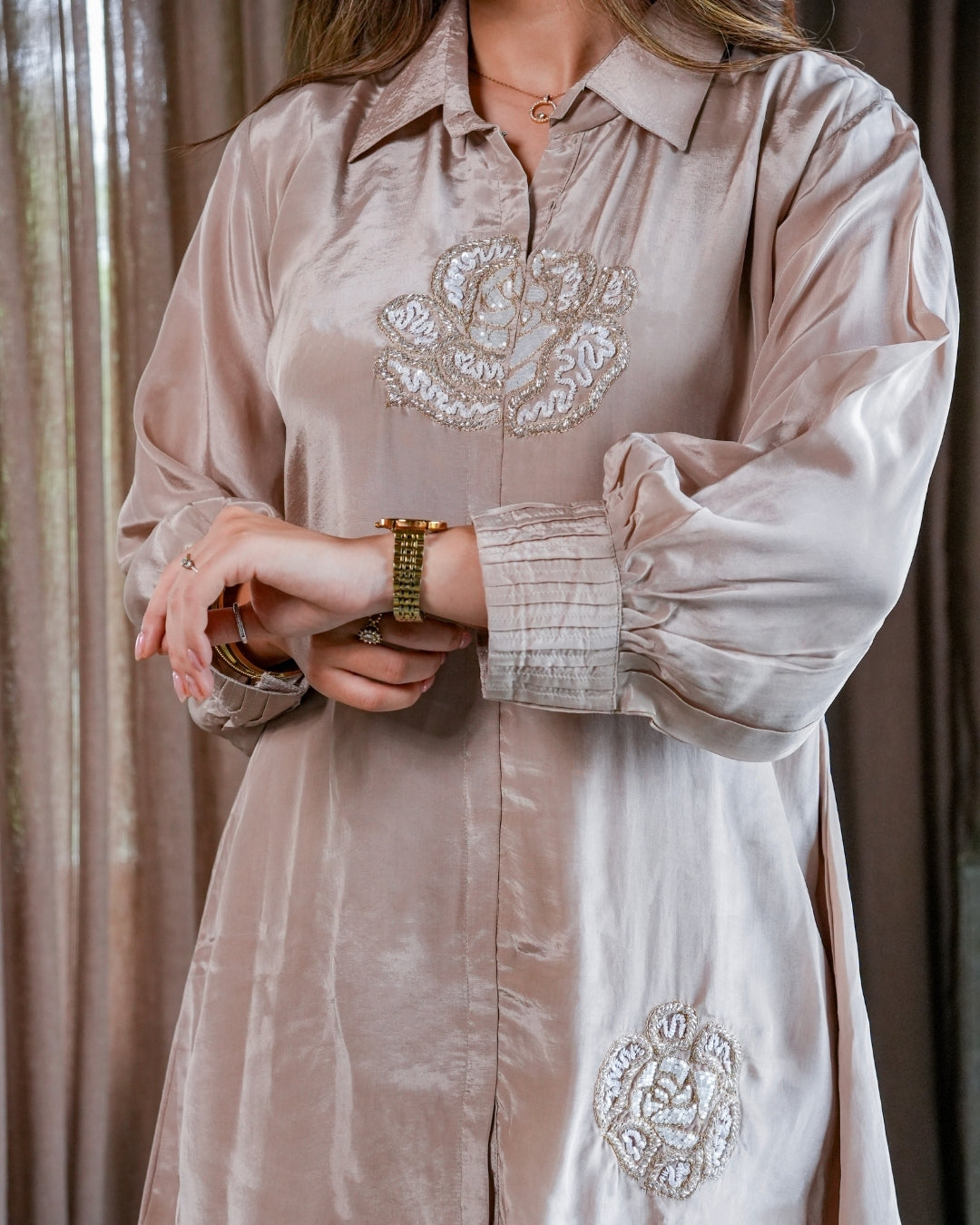 Elena Mocha crape Co-Ord Set