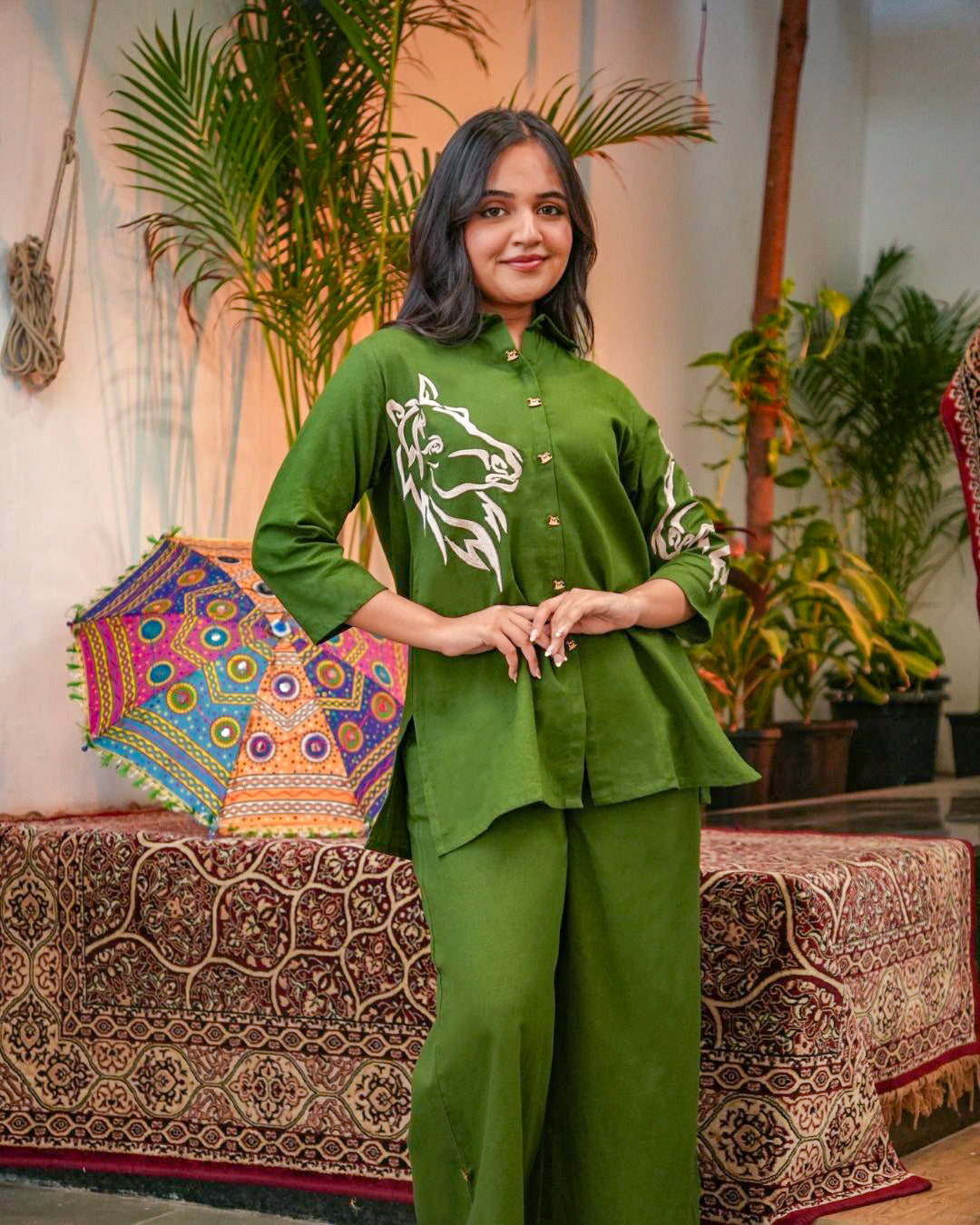 Olive Grace Embroidered Co-Ord Set