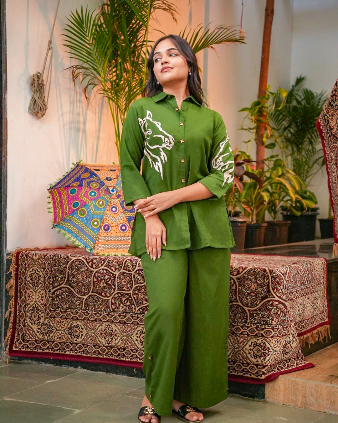 Olive Grace Embroidered Co-Ord Set