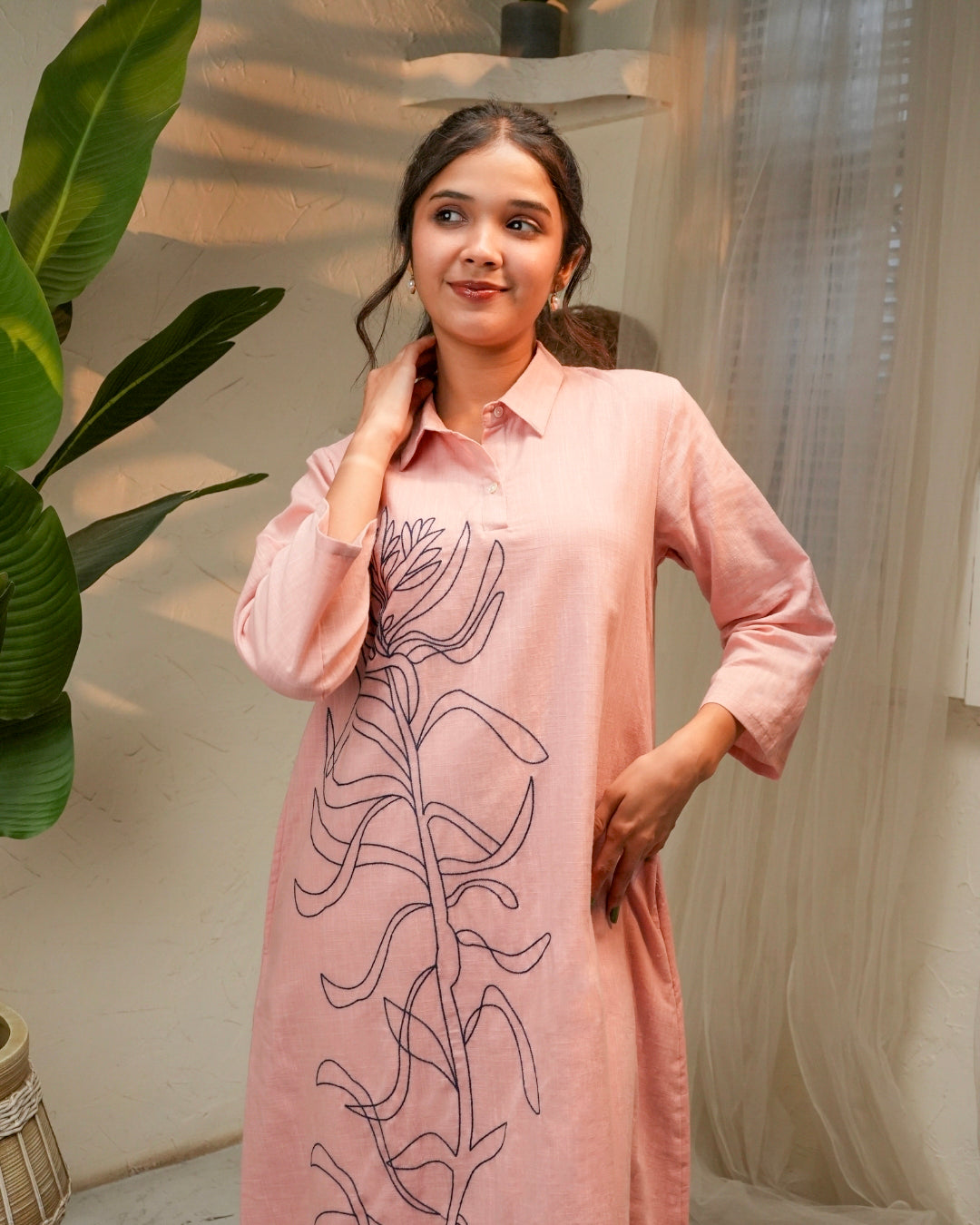 Blush Pink Cotton Dress