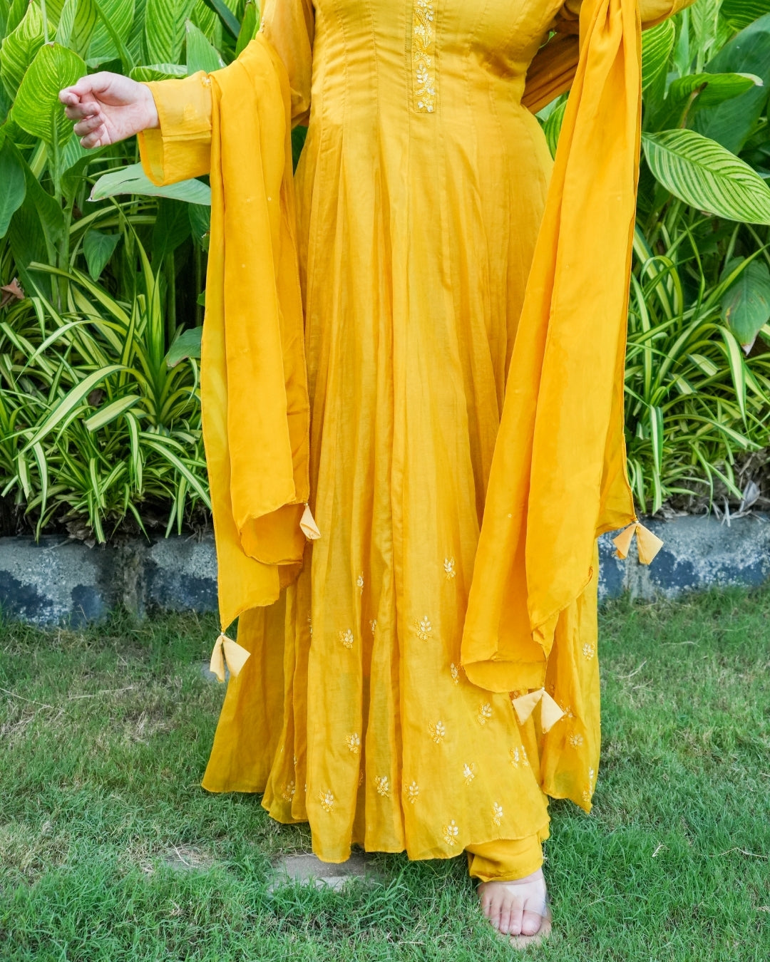 Mustard Yellow Anarkali Set