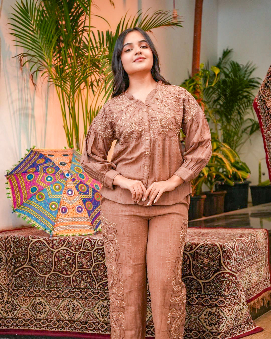 Textured Embroidered Co-Ord Set
