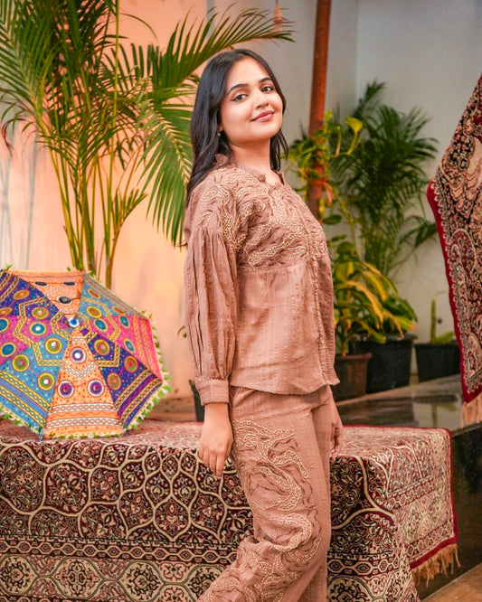 Textured Embroidered Co-Ord Set