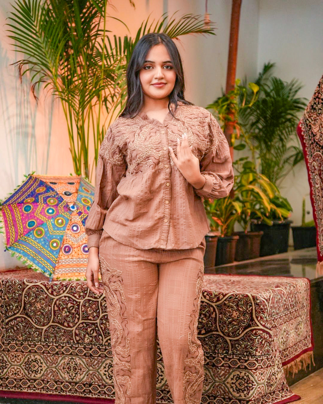 Textured Embroidered Co-Ord Set