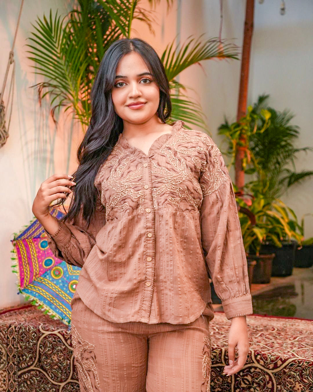Textured Embroidered Co-Ord Set