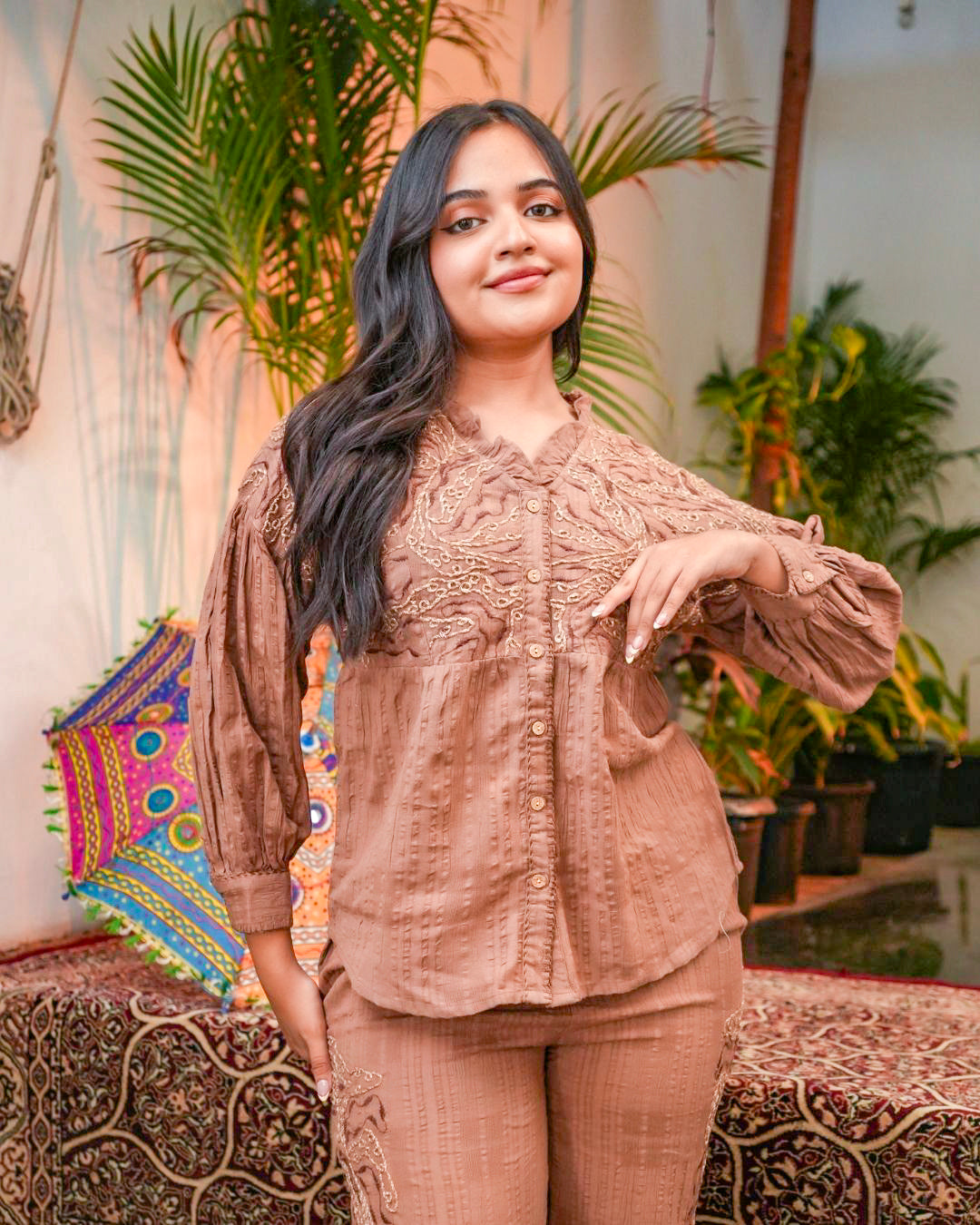 Textured Embroidered Co-Ord Set