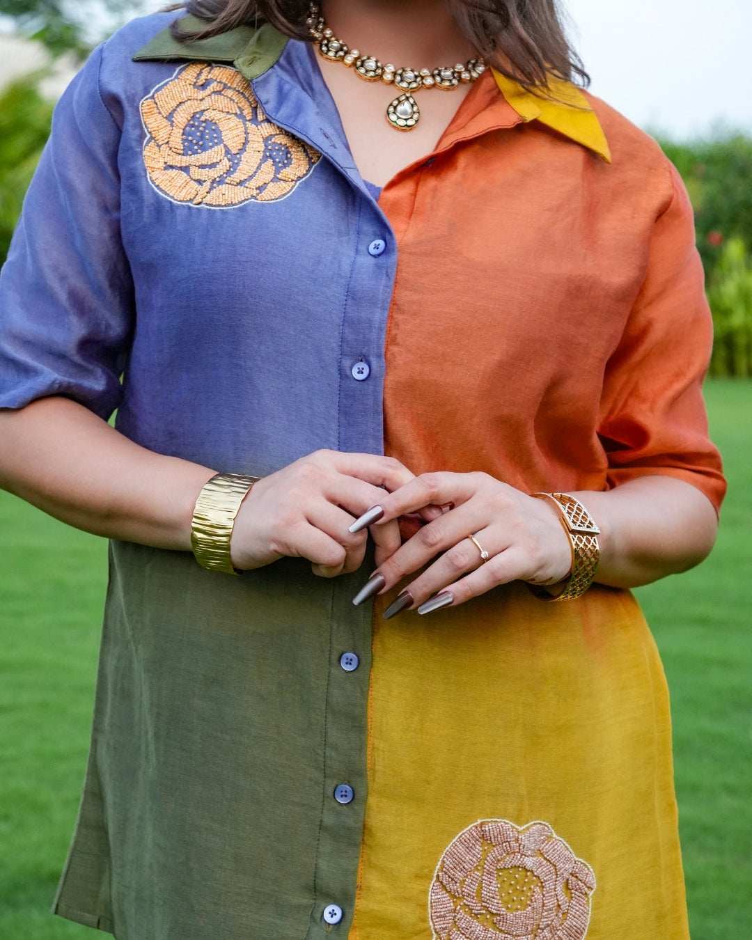 Multicolor Pure Chanderi Coord Set