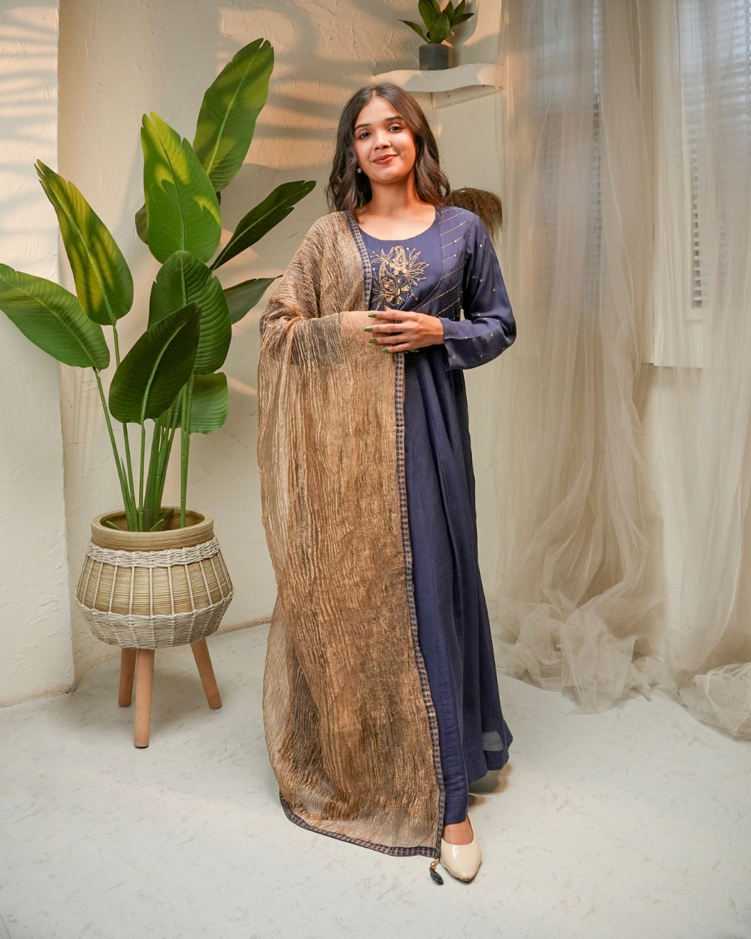 Noor Midnight Muslin Silk Suit