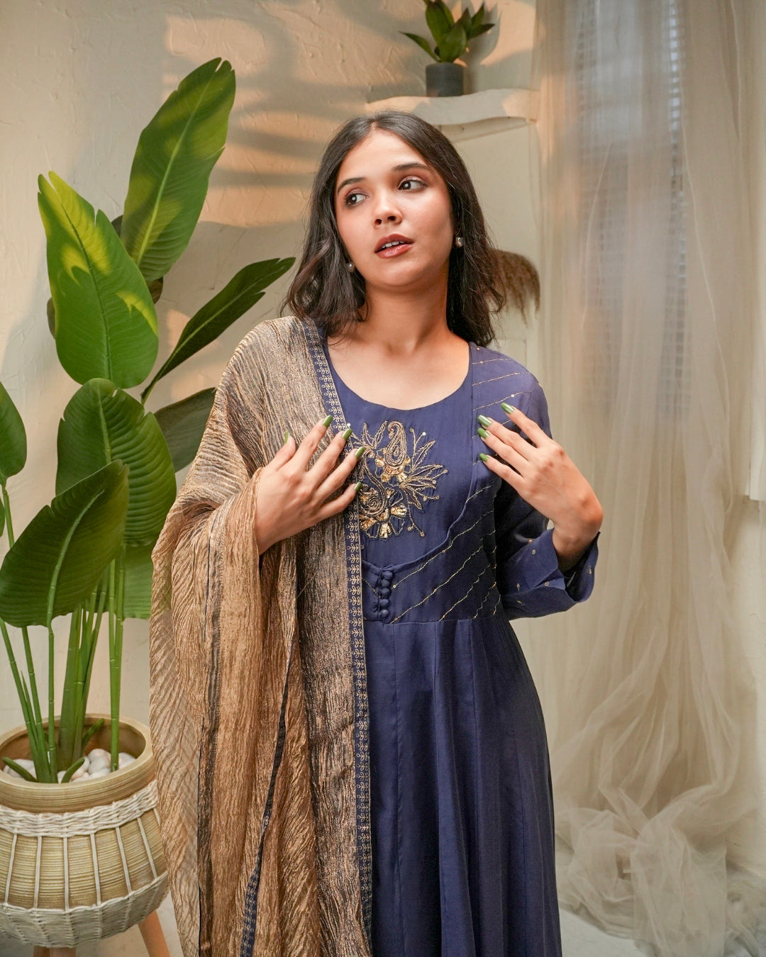 Noor Midnight Muslin Silk Suit
