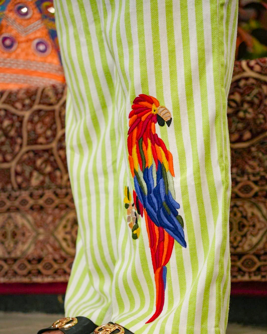 Tropical Parrot Embroidered Co-Ord Set