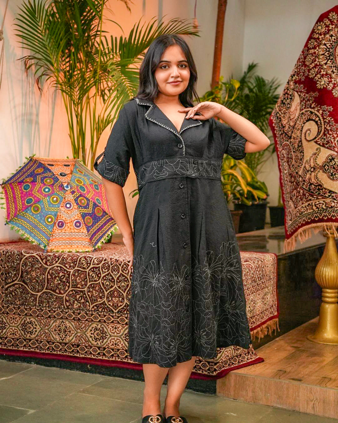 Embroidered Collared Tunic