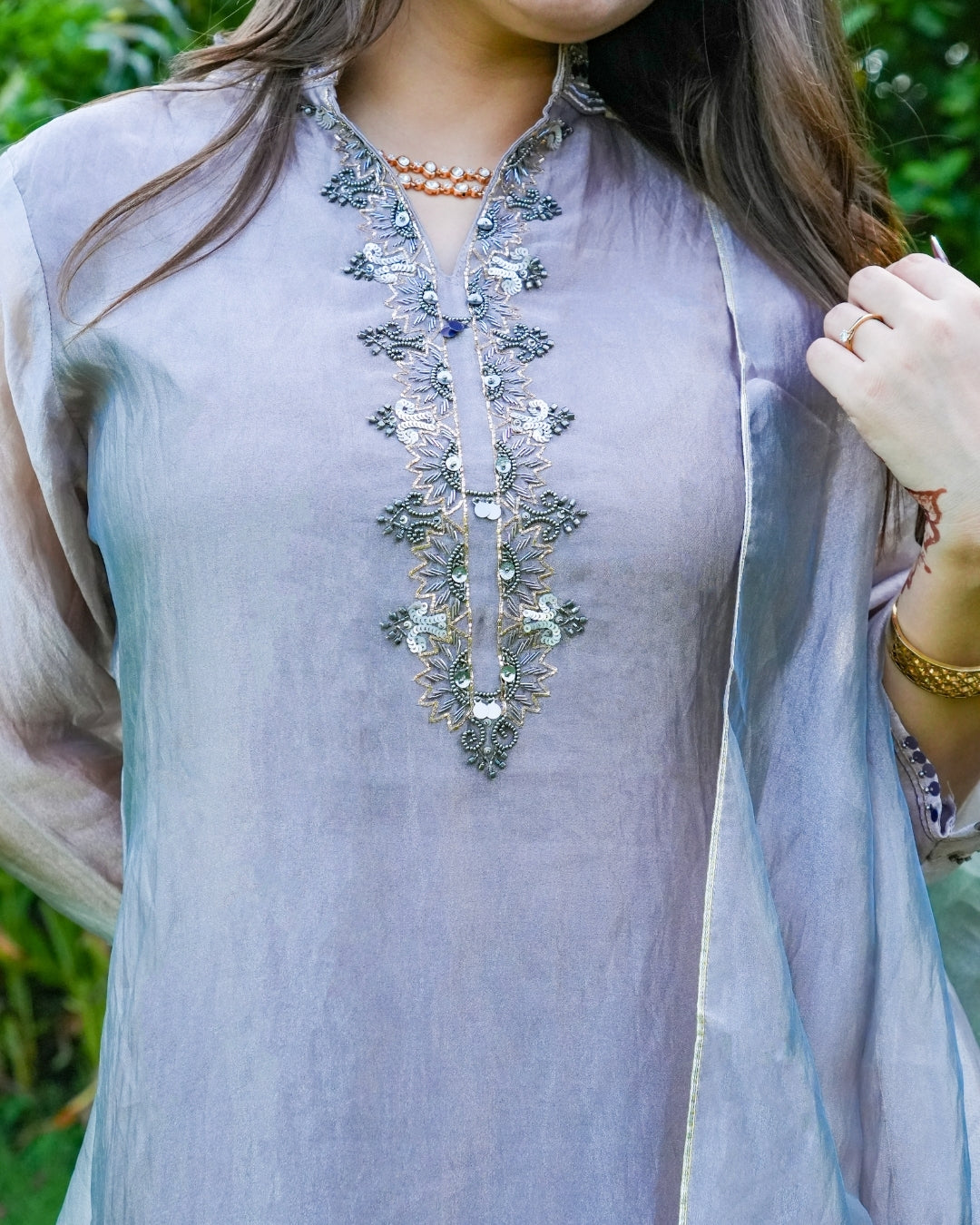 Grey Pure Tissue Kurta Set
