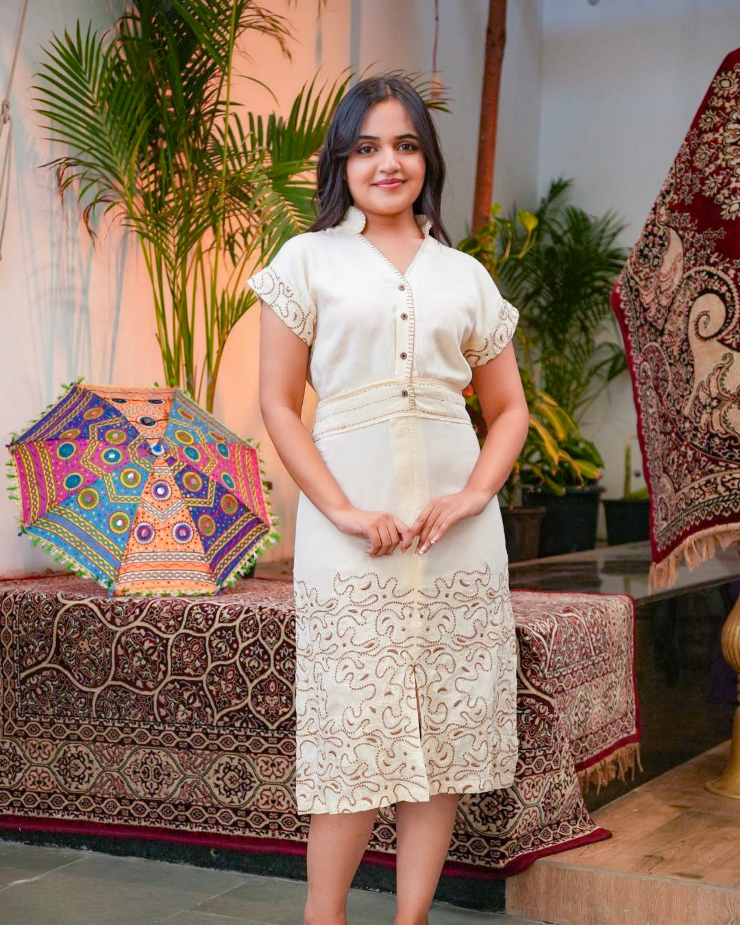 Embroidered  Cotton Tunic Dress