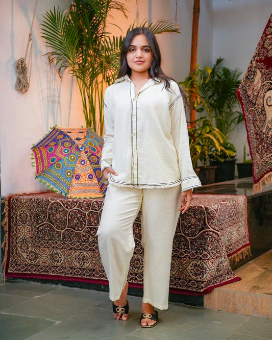 Abstract Faces Embroidered  Co-Ord Set
