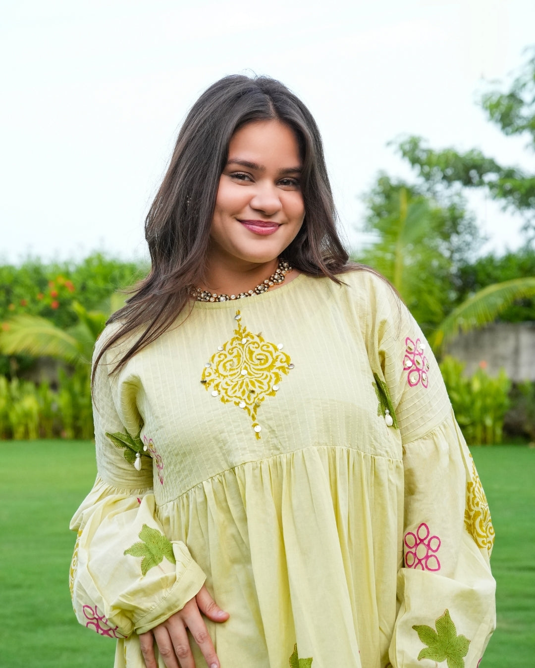 Pastel Lime Mul Cotton Kurta Set