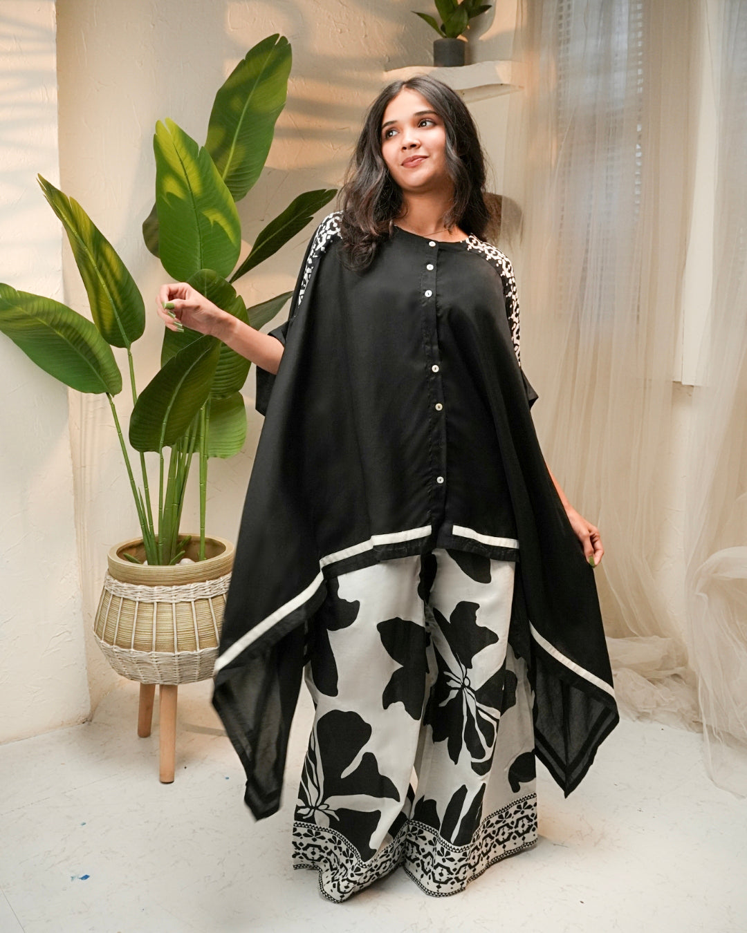 Midnight Bloom Kaftan Set