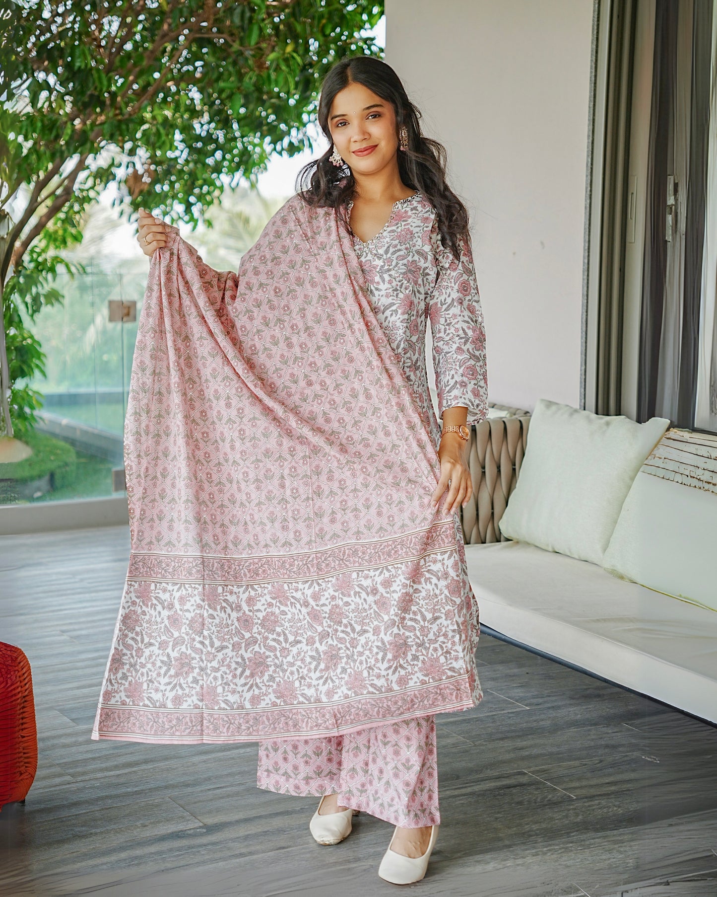Gulaabi Baagh Cotton Kurta Set