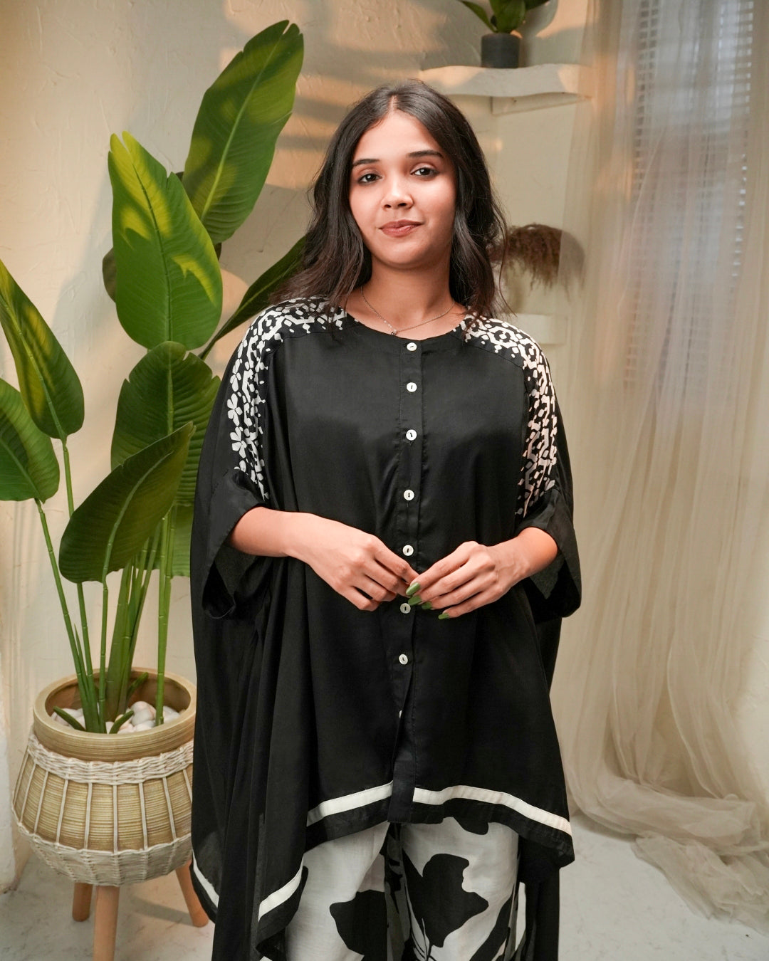 Midnight Bloom Kaftan Set