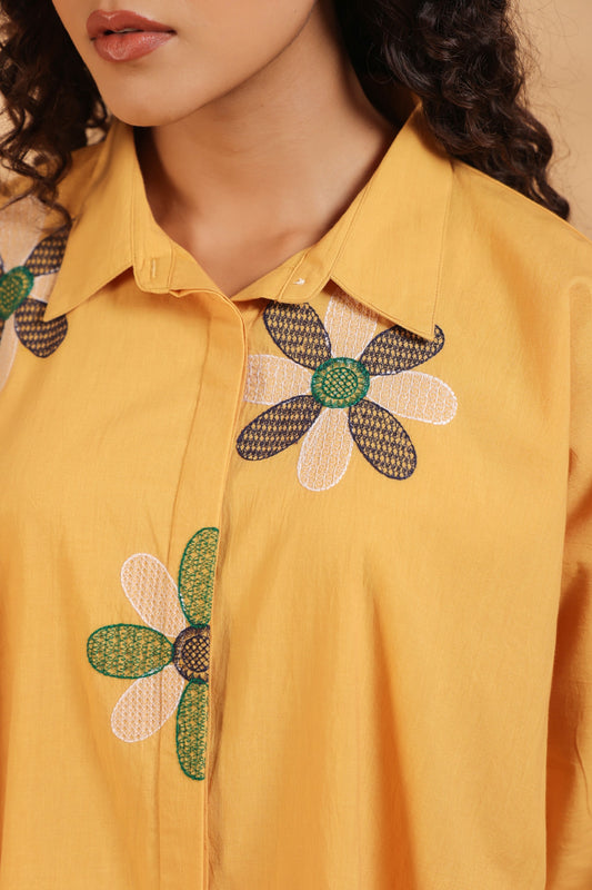Mustard Floral Embroidered Co-ord Set