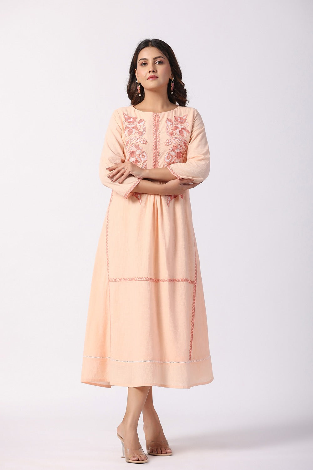 Blush Bloom Embroidered Tunic Dress