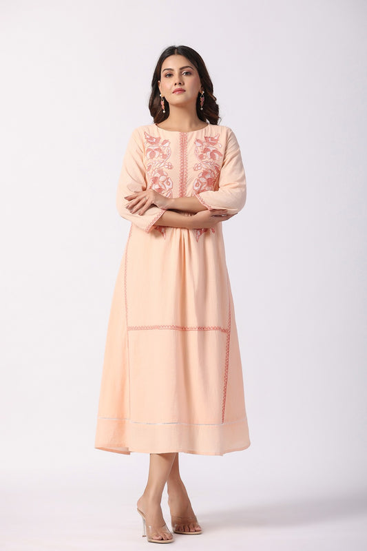 Blush Bloom Embroidered Tunic Dress