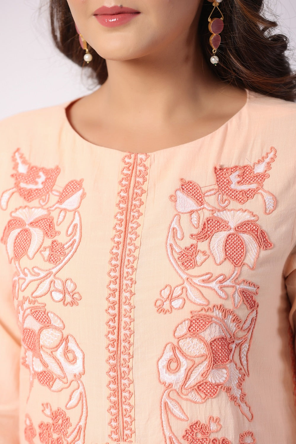 Blush Bloom Embroidered Tunic Dress