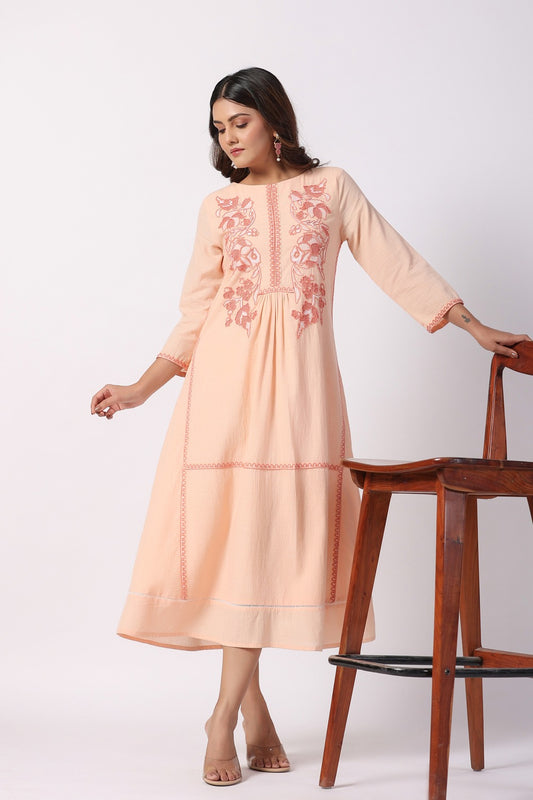 Blush Bloom Embroidered Tunic Dress