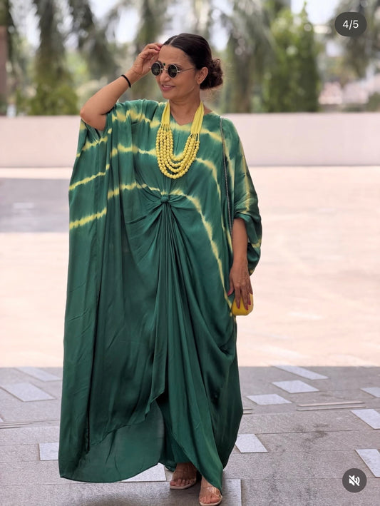 Emerald Tie-Dye Kaftan Set