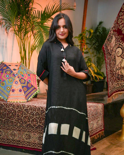 Elegant Handcrafted Black Kaftan Tunic