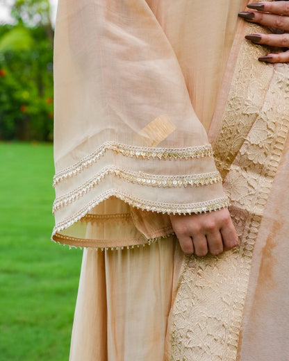Golden Chanderi Silk Kurta Set