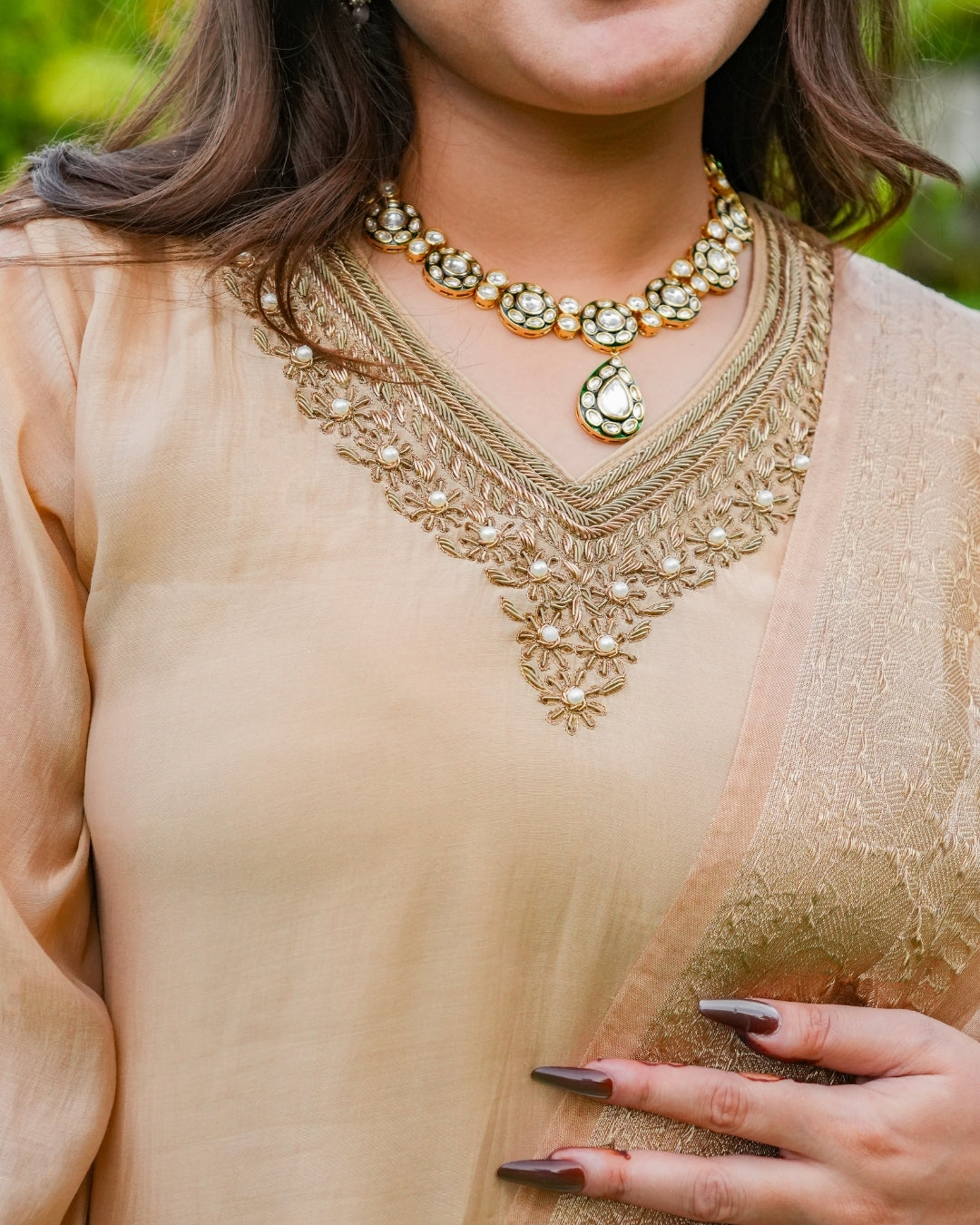 Golden Chanderi Silk Kurta Set