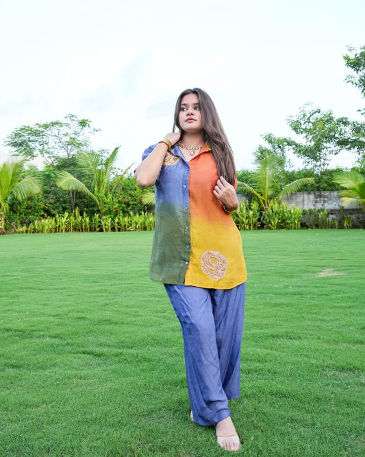Multicolor Pure Chanderi Coord Set