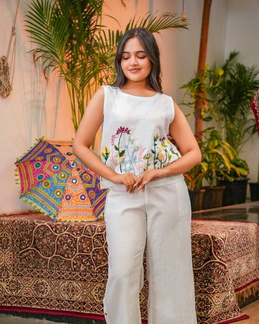 Floral Embroidered  Co-Ord Set