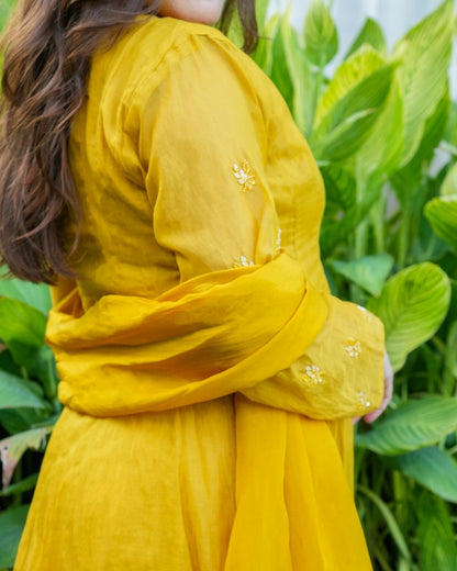 Mustard Yellow Anarkali Set