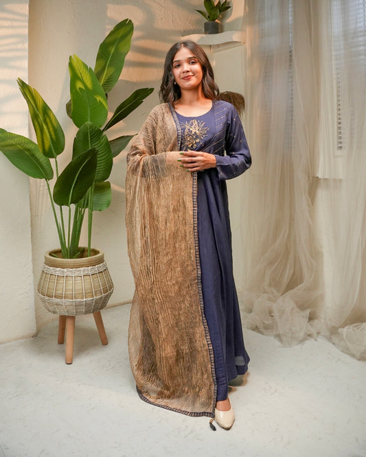 Noor Midnight Muslin Silk Suit