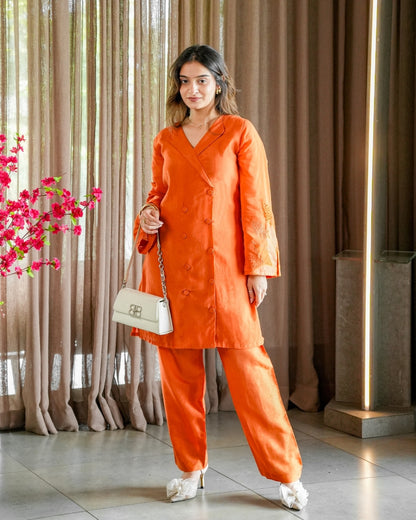 Noor Orange Mulchanderi Set