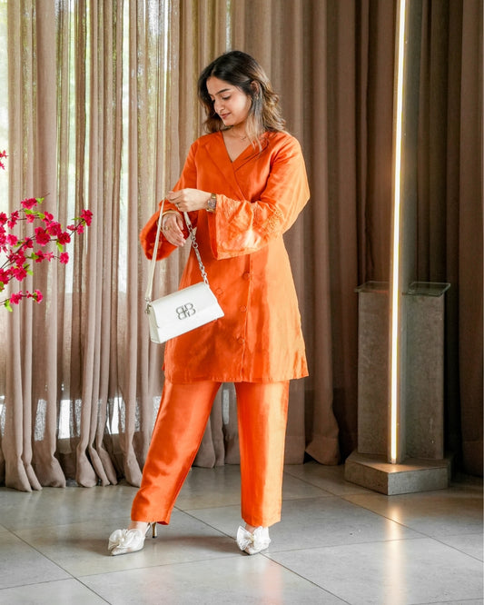 Noor Orange Mulchanderi Set
