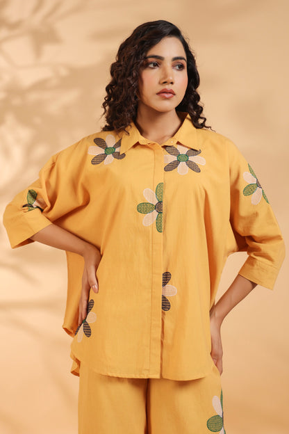 Mustard Floral Embroidered Co-ord Set
