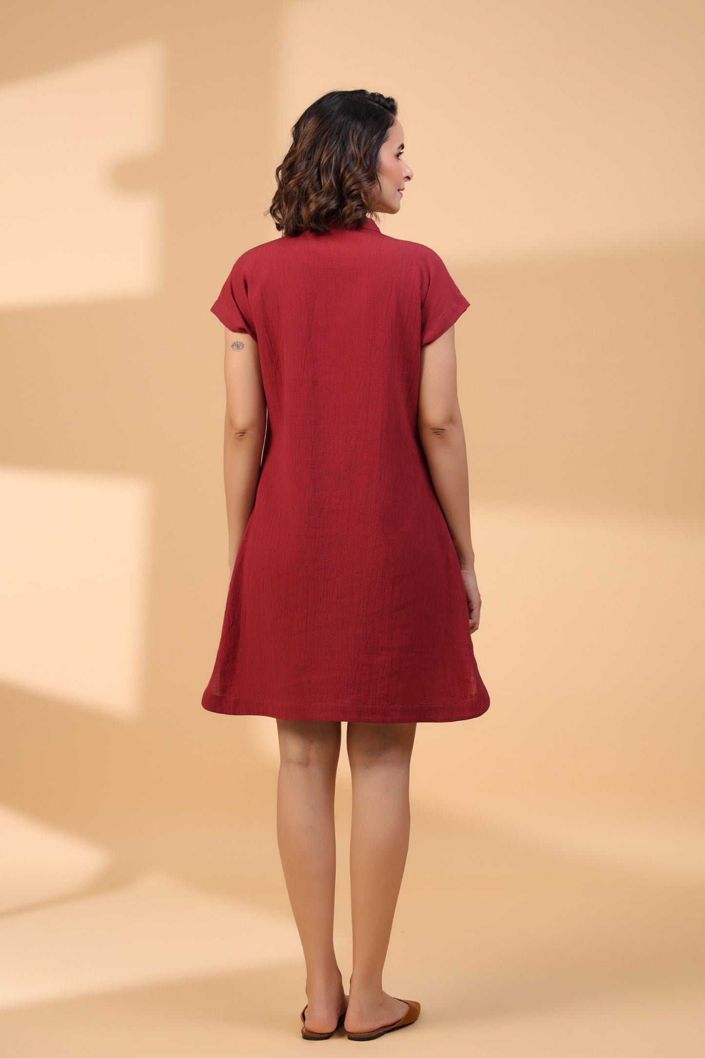 Maroon Parrot Embroidered Short Tunic